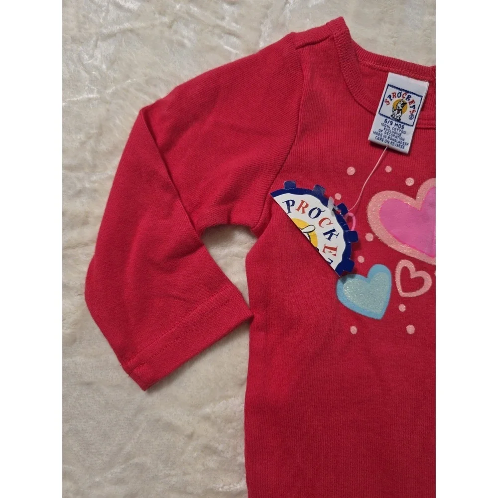Vintage Y2K Sprockets Baby Girl Hearts Red Bodysuit 6-9M NWT Cute